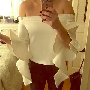 Off shoulder blouse with cascading sleeves